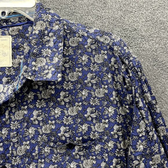 Alexander Jordan Shirt Mens‎ XL Blue Floral Long Sleeves Casual Button Down - Picture 4 of 15